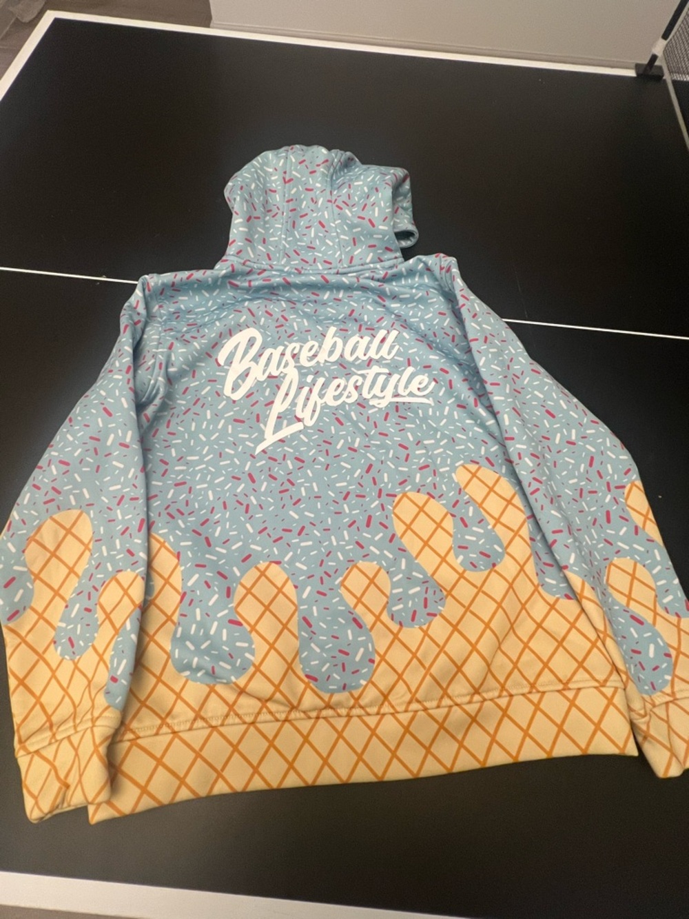 Baseball Lifestyle 101 Light Blue Sprinkle Print Jacket Hoodie - Picture 2 of 3